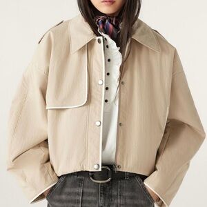ba&sh Korence Cropped Trench Coat Beige size XS Cotton Utility Minimalist